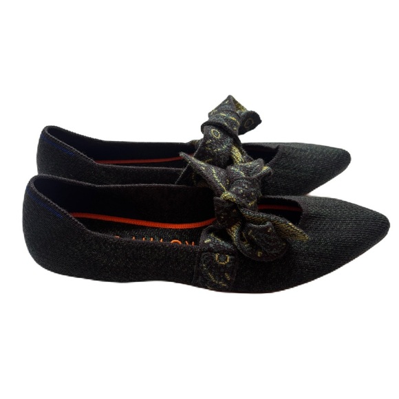 NWT Rothy’s Merino Mary Jane Forest Herringbone Flats Size 7 Peacock Pointed Toe - Picture 5 of 10